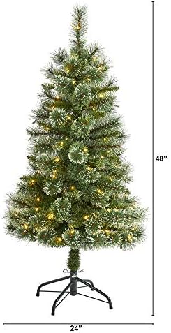 כמעט טבעי 4ft. ויסקונסין קצה שלג רזה אורן עץ חג המולד מלאכותי עם 100 אור LED ברור, ירוק