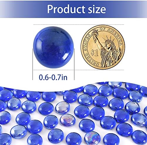 גולות זכוכית שטוחות של Huianer 1lb, 100 pcs כחול כהה אבני חן שטוחות