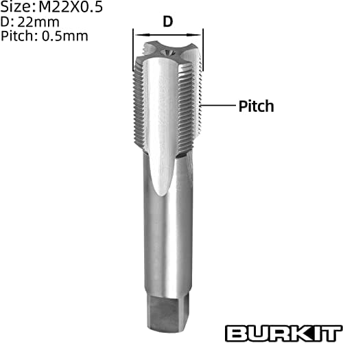 Burkit M22 x 0.5 חוט ברז יד ימין, HSS M22 x 0.5 ברז מכונה מחורצת ישר