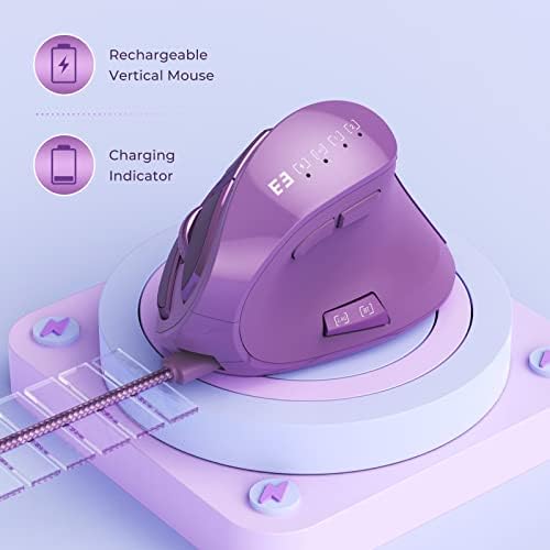 סנדה ארגונומי עכבר, אלחוטי אנכי עכבר - נטענת אופטי עכברים עבור רב תכליתי תואם אפל מק וחלונות מחשבים-סגול
