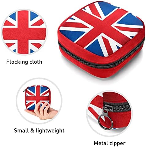 שקית אחסון מפיות סניטרית, תיק כרית, כיס כרית, תיק איפור קטן, דגל בריטי