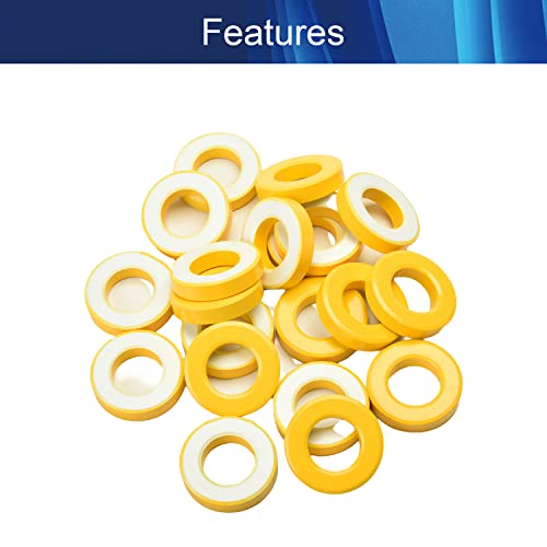 20 יחידות ליבת טורואיד פריט חנק אבקת ברזל טבעת פריט טבעת 21.5x38.4x8.26 ממ ， צהוב ולבן, aicosineg