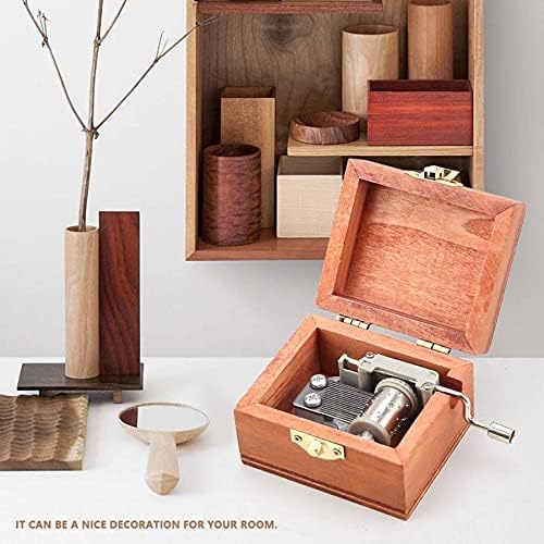 Tazsjg מיני קופסת מוזיקת ​​יד מעץ מתכת רטרו רטרו מיצוג מדגם מכני מתנה ליום הולדת קישוטי בית
