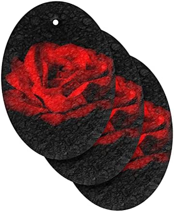 אלזה אדומה ורד על רקע שחור ספוגים טבעיים ספוג תאית מטבח ספוג למנות שטיפת חדר אמבטיה וניקוי משק בית, שאינו מגרש