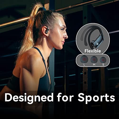 FK מסחר באוזניות אלחוטיות עבור Fire 7 אוזניות Bluetooth 48 שעות משחקות אוזניות ספורט אחוריות עם תצוגת LED תצוגת אוזניים