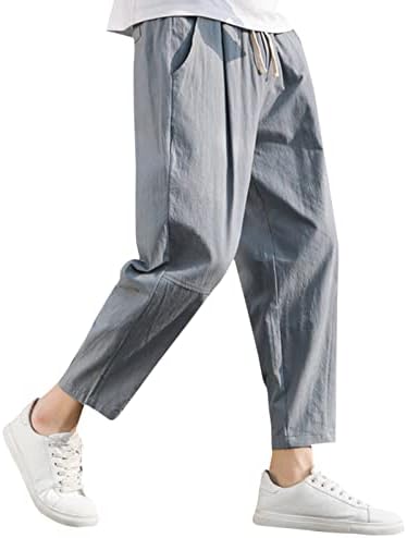 Miashui Poter Slipper Mens אביב ומכנסיים מזדמנים של קיץ גברים כותנה בר ומכנסיים רופפים גרסה קוריאנית של המגמה