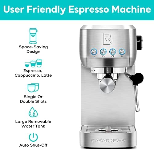 מכונת אספרסו 20 בר, מכונת קפה מקצועית קפוצ ' ינו לאטה עם מקציף חלב קיטור, מכונת קפה אספרסו עם מיכל מים נשלף
