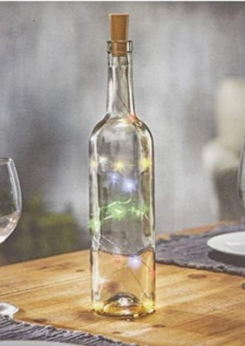 גלאם צבעוני של פאם LED דו-חלקים בקבוק יין פקק פייס סט סט סט של שניים