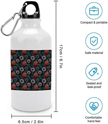 דפוס מנדלות פרחוני בקבוק מים ספורט לשימוש חוזר לספל מבודד אלומיניום לטיולים לחוץ