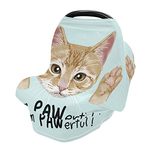 כיסויי מושב של מכונית לתינוק חתול חמוד - כיסוי עגלת קניות עגלת עגלת עגלות, חופה של מושב רב -שימושי, לבנים