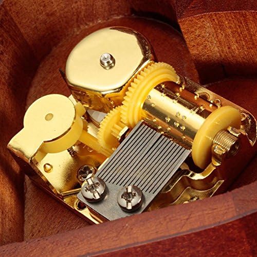 Fnly עתיק עתיק קופסה מוזיקלית מעץ, קופסה מוזיקלית של Edelweiss, עם תנועת ציפוי זהב פנימה, בצורת לב