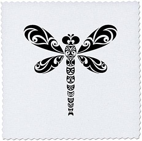 שפירית שפירית שחור שחור אמנות סגנון קעקוע שבטי על ריבועים לבנים - שמיכה