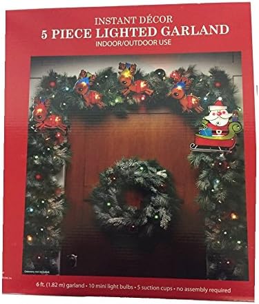 השפעה על חידושים מנצנצים את סנטה קלאוס/אייל לחג המולד אור חג המולד עם 10 אורות מיני ברורים וחוט לבן, 6 '