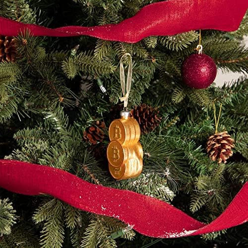 כל יום הוא חג המולד זכוכית מנופחת קישוטי חמוד יד צלמיות עץ קישוט, ביטקוין
