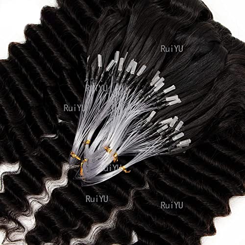 30 אינץ ארוך עמוק גל מיקרו לולאה שיער טבעי הארכת מיקרו קישור ברזילאי רמי מתולתל מיקרו חרוזים טבעת שיער 1 גרם / גדיל 100