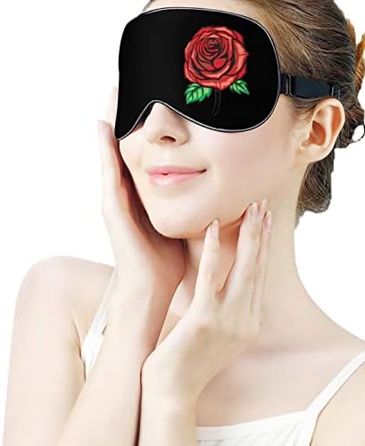 מסכת שינה של פרח ורד אדום עם רצועה מתכווננת כיסוי עין רך כיסוי עיניים כיסוי עיניים לנסיעות להירגע תנומה