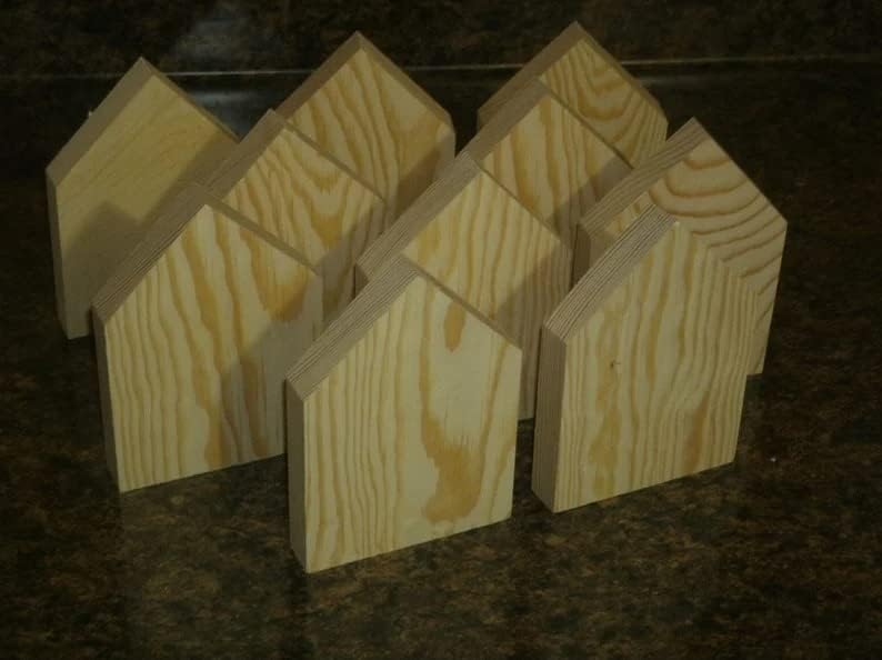 10 יחידות חמוד גמור עץ בית צורות, עץ בלוק בית, בית עץ, קוביות עץ, עץ בית, לא גמור עץ בלוק בית, גדול 5