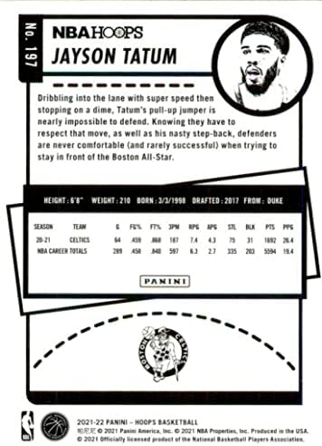 ג'ייסון טייטום 2021 2022 סדרת הכדורסל של Hoops כרטיס מנטה 197 מדמיין אותו בגופיית בוסטון סלטיקס הלבנה שלו