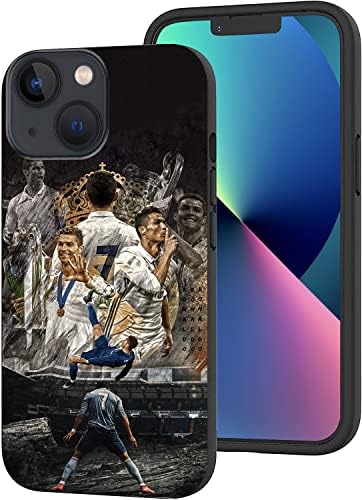 מארז כוכב כדורגל תואם למארז iPhone 13, נגן אגדת כדורגל CR7 מכסה טלפון רזה מארז מגן אטום הלם לאייפון 13 6.1 אינץ '