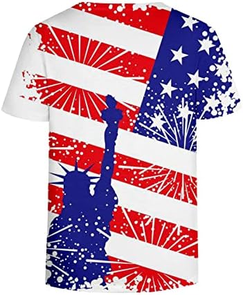 Comigeewa שרוול קצר טשירטים לבנות סתיו קיץ v צוואר דגל אמריקאי חולצות בראנץ 'חולצות Tshirts נשים M7