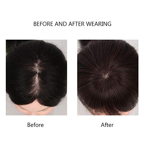 נשים קצר ישר קליפ למעלה פאה עבור דליל שיער שיער אובדן כיסוי שיער 7 * 10 20 סמ טבעי שחור