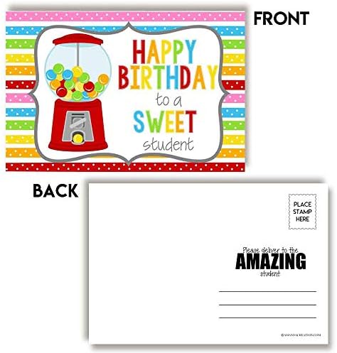 יום הולדת שמח בנושא אוכל מהנה ממורה לתלמיד גלויות ריקות, 4 איקס 6 מלא כרטיסי הערות מאת אמנדקריאייט