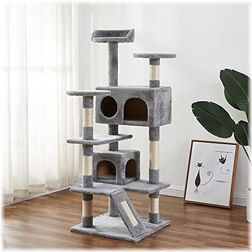 חתול עץ, 52.76 סנטימטרים חתול מגדל עם סיסל מגרד לוח, חתול עץ לעמוד עם מרופד פלטפורמה, 2 יוקרה דירות, עבור חתלתול,