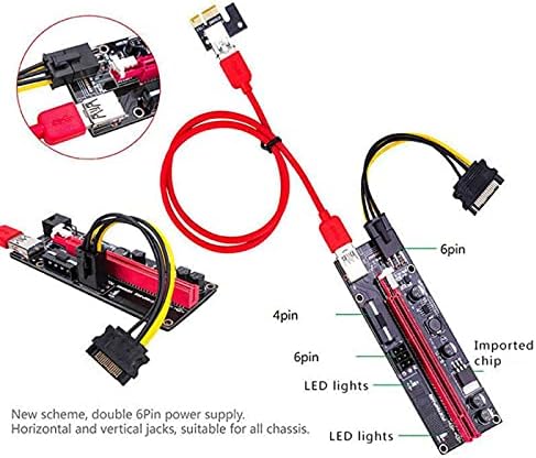 מחברים 3C YZ USB 3.0 PCI -E RISER VER 009S EXPRESS 1X 4X 8X 16X מארח מתאם מתאם SATA 15PIN עד 6 PIN כבל חשמל -