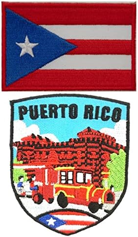 A -ONE - סמל פלאזה לאס דליצ'יאס+רקמת דגל פוארטו ריקו, טלאי Parque de Bombas, רקמת ציון דרך, תפור על ברזל על סמל, טלאי מזכרות