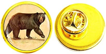 סיכת דוב, סיכת דובי, תכשיטים של סיכת דובי, תכשיטים בעלי חיים בסגנון עתיק, סיכת דובי הדפס אמנות, M13