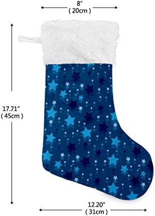 גרבי חג המולד כוכבים כחולים דפוס חיל הים לבן קטיפה קטיפה חופשת חג קטיפה בהתאמה אישית של גרב חג המולד גדול של מסיבות חג המולד