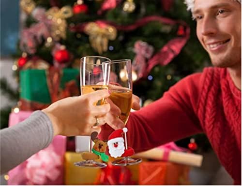 כיסויי זכוכית יין של חג המולד גנום, שקיות זכוכית יין של סנטה לונג לונג.