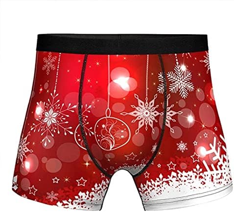 תקצירי בוקסר לחג המולד של XZHDD לגברים, תלת מימד חג המולד מצחיק סנטה קלאוס מודפס תחתונים תחתונים נושמים תחתונים תחתונים