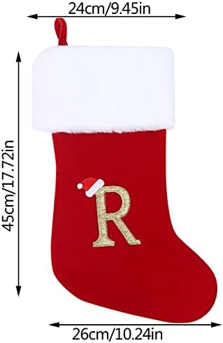 מונוגרמה גרבי חג המולד גרב קישוט גרב קלאסי בהתאמה אישית לקישוט גרביים לחג משפחתי אופי אלפבית גרבי חג המולד זר חורף