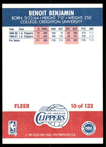 1987-88 FLEER 10 BENOIT BENJAMIN LOS ANGELES CLIPPERS NBA כרטיס מסחר בכדורסל