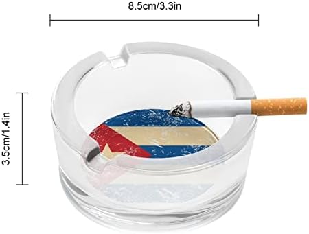 רטרו קובה דגל מזכוכית מאפרה סיגריות עגולות מארז מחזיק מגש אפר למשרד ביתי קישוט מקורה