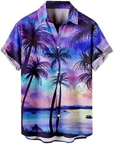אסקלי הוואי חולצה לגברים, גברים של פרחוני הוואי חולצה מזדמן כפתור למטה קצר שרוול אלוהה חוף חולצות גברים גרפי