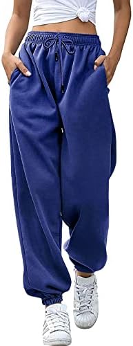 מכנסי טרנינג לנשים מכנסי ריצה אימון מכנסי יוגה בגזרה גבוהה עם כיסים מכנסי מותניים אלסטיים לנשים
