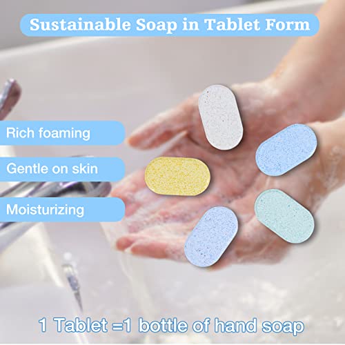 מילוי טבליות סבון ידיים מקציף זרימה-חבילה לדוגמא שטיפת ידיים 5 טבליות-אפס פסולת חומרי ניקוי ידידותיים לסביבה-מילוי מתקן
