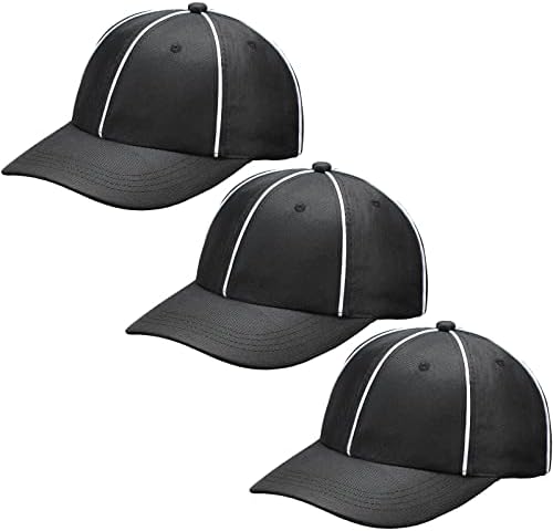 3 יח 'כובע שופט רשמי, כדורגל Refs כובע שחור, שחור מתכוונן עם כובע כדור פסים לבן, כובע שופט מוצרי ספורט לשופטים