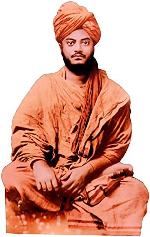 Vils Swami Vivekananda/Narendra/Swamy Ji אלוהי ברכה קדושה עץ ופסל פלסטיק/מסגרת צילום עם עמידה אחורית - רב צבעוני