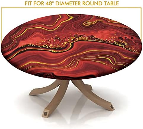 אטורי שיש עגול מצויד מפת שולחן, כהה אדום השיש אלסטי קצה פוליאסטר דקורטיבי שולחן בגדים, מתאים 48 עגול שולחן, כתם