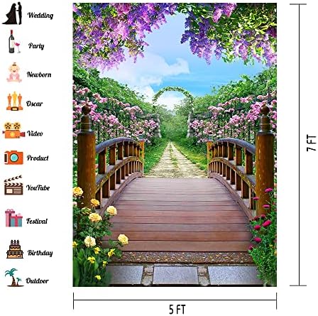 פרחים צבעוניים פרח רקע צילום עץ גשר פרחוני גן רקע ויניל 5 * 7 רגל תמונה ירי אבזרי 010