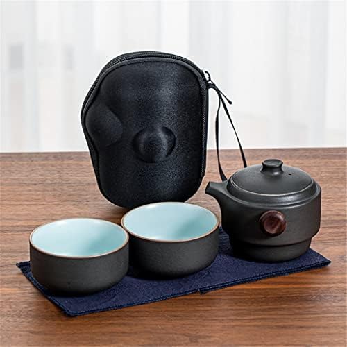 Xwozydr סיני תה נייד סט קרמיקה 1 סיר 2 כוסות נסיעות סט תה ספלי אחסון שקית תה כלי תה מיכל בידוד חום