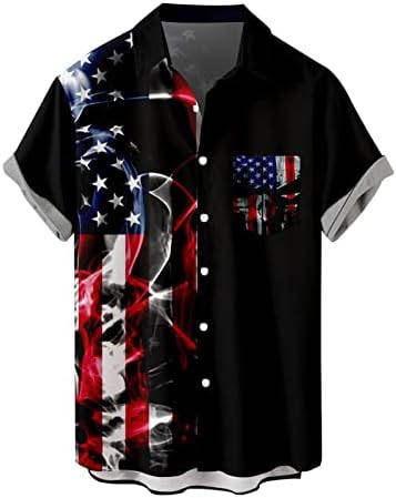 קיץ חולצות לגברים גברים יום העצמאות דגל 3 ד דפוס דיגיטלי אישית אופנה דש כפתור לא מתאים