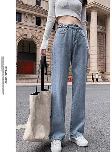 מכנסיים מזדמנים לנשים לנשים ג'ינס רוכסן אמצע מותניים במצוקה ישר פלוס ג'ינס ישר ג'ינס מכנסי וינטג '