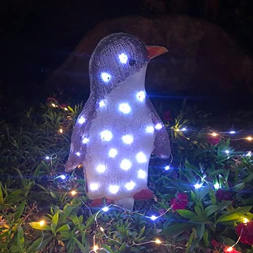 LED פינגווין מנורת לחג המולד מנורת קישוט - קישוט מנורת חצר, מנורת פינגווין מוארת, דפוסים שונים מקשטים קישוט