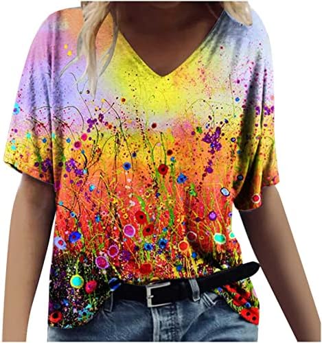 חולצות שרוול קצר לילדות סתיו קיץ צווארון ספנדקס פרח חולצות טרקלין גרפיות חולצות נשים 2023 ג ' ו