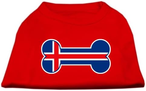 מוצרי חיות מחמד של מיראז 'בצורת עצם איסלנד דגל מסך חולצות הדפסה אדומה XL