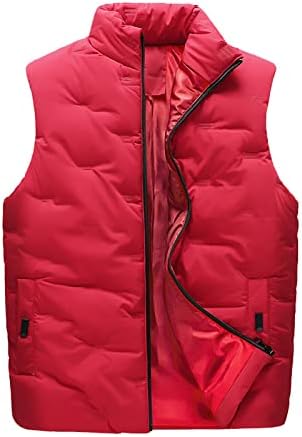 ADSSSDQ Mens Vests בגדים חיצוניים, סקי בתוספת גודל מעיל מעיל טנקים נחמדים בצבע מוצק מעילים רכים צוואר מדומה עבה